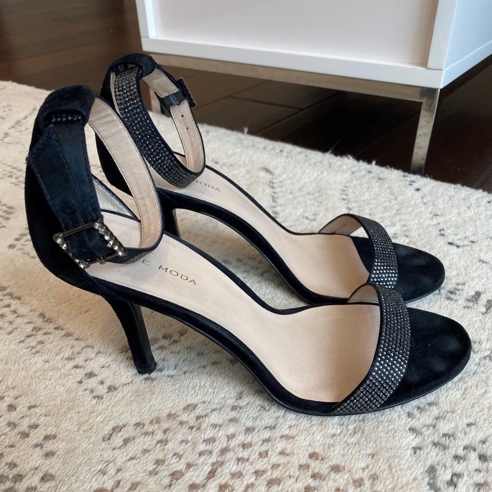 Pelle Moda elegant black suede evening sandal